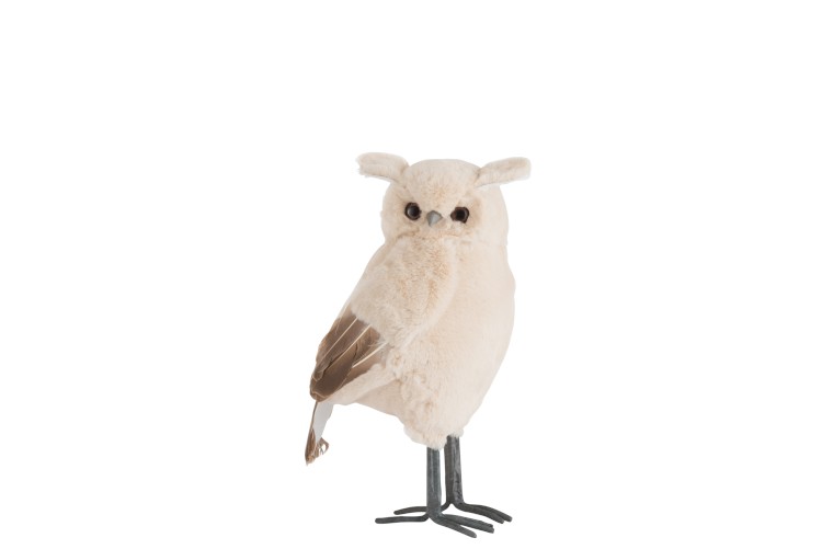 Hibou debout beige brun avec des plumes medium