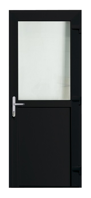 Porte extérieure pvc noire/noire demi-vitrée out D SUR MESURE