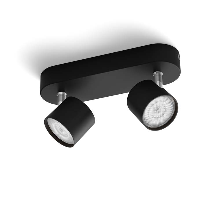 Spot en applique Noir 2x4,5 DIMMER