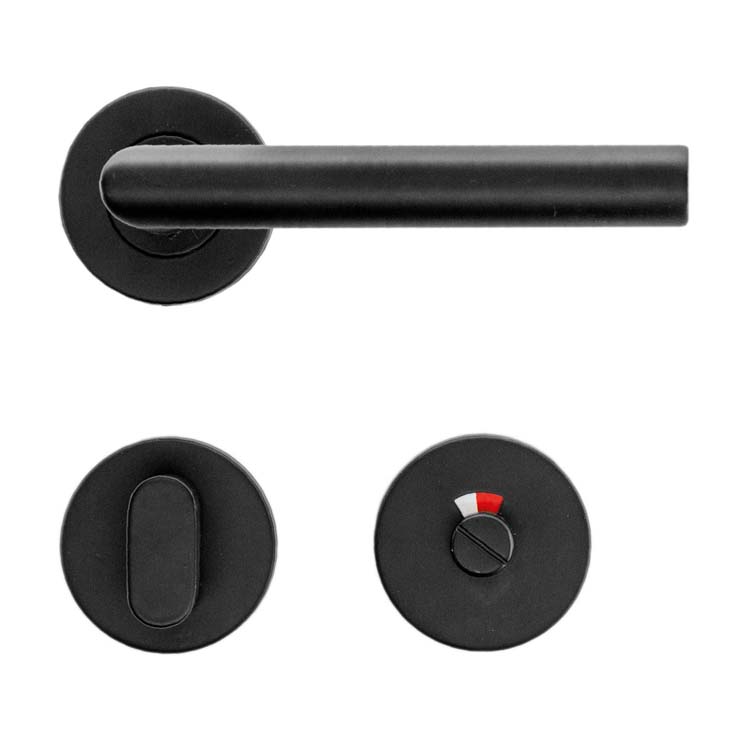 Poignée de porte belluno 19mm noir avec serrure toilette