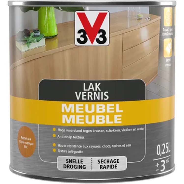 V33 laque pour meuble chêne rustique mat 0,25l