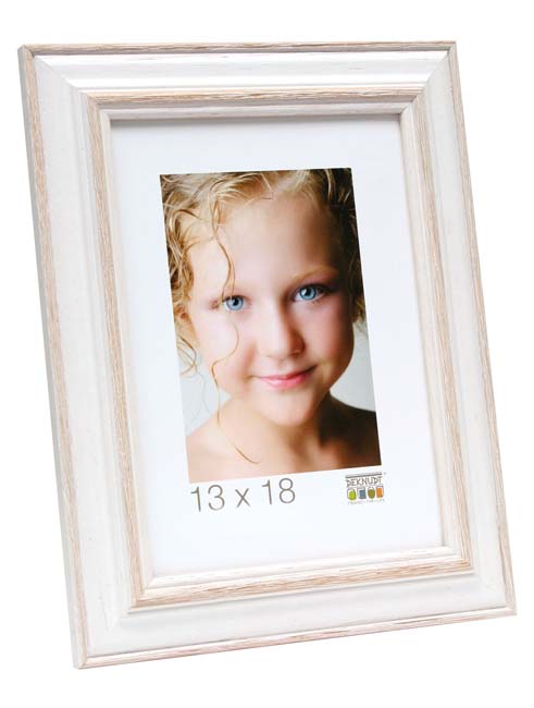 Fotokader hout wit met beige 13x18 cm