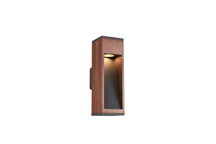 Ecl. extérieur appl. mural bois anthracite H30cm GU10 lampe excl. IP54