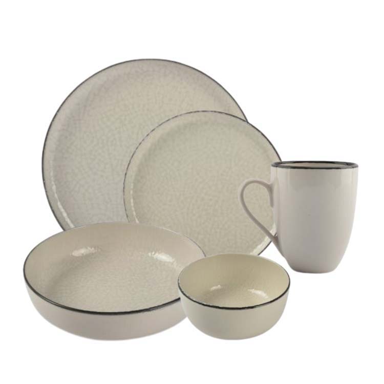 Set de vaisselle Gravel blanche 4 personnes 20 pièces