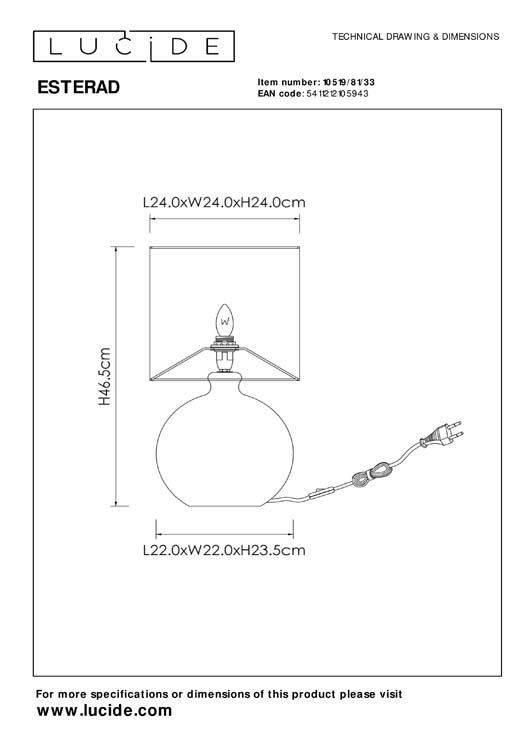 Lucide ESTERAD - Tafellamp - 1xE14 - Groen