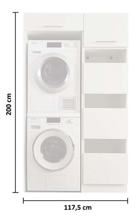 Wasmachine kasten Decowash - set 1 - wit - 67,5X117,5X200CM