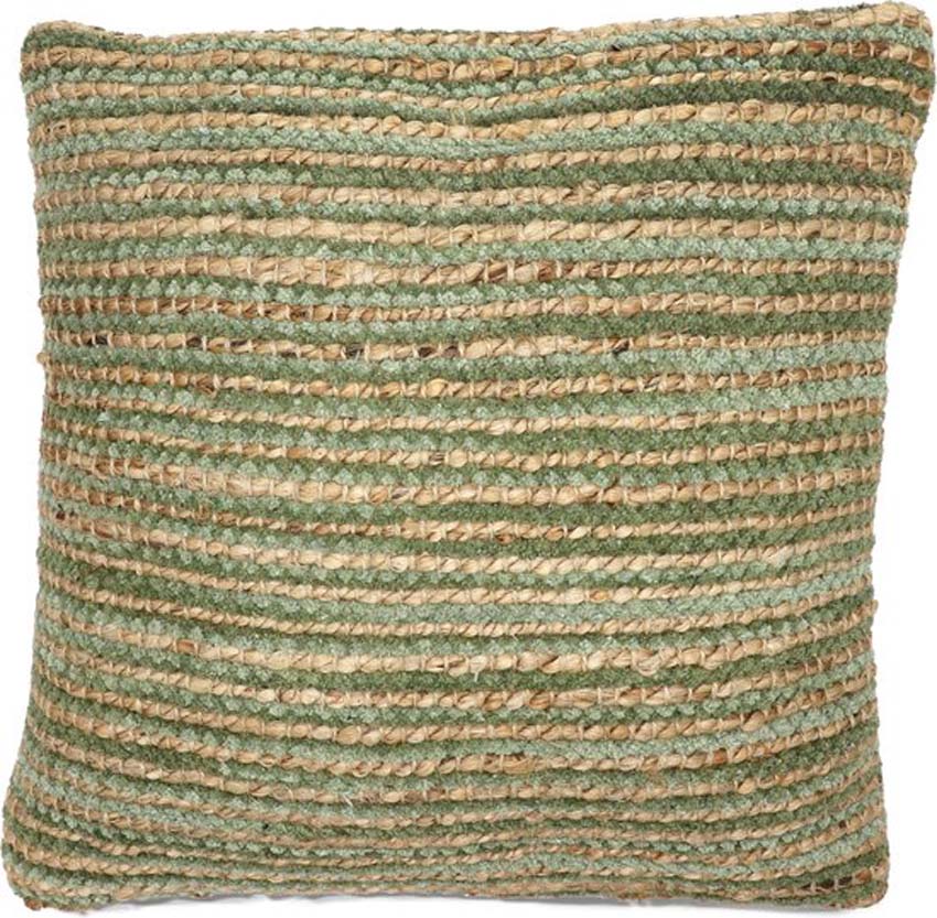 Kussen Bombay line olive/naturel 45x45cm