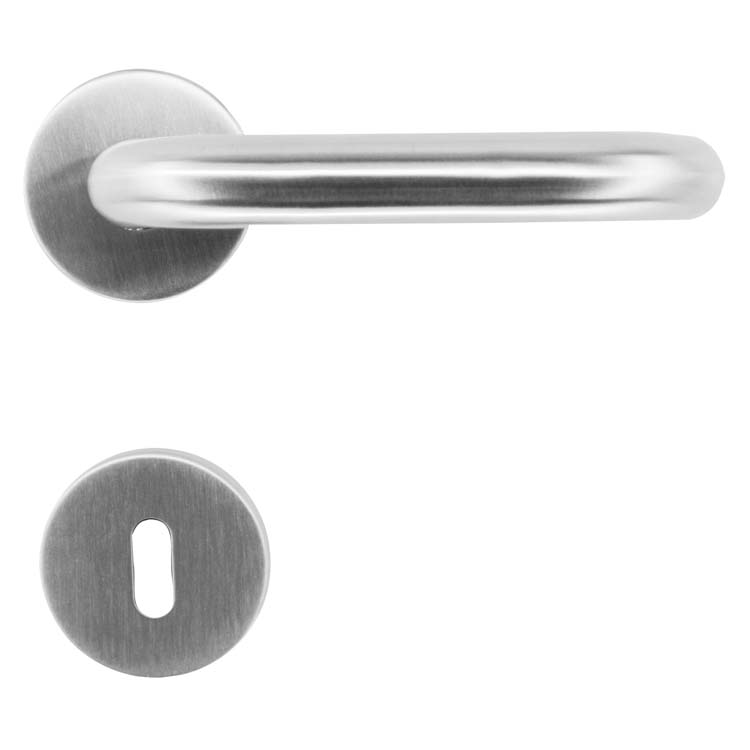 Poignée de porte noto 19mm inox plus rosace barbe