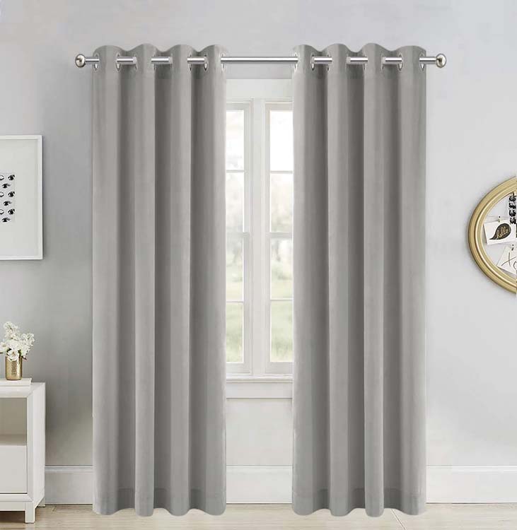 Rideaux anneaux velours gris 140x270cm