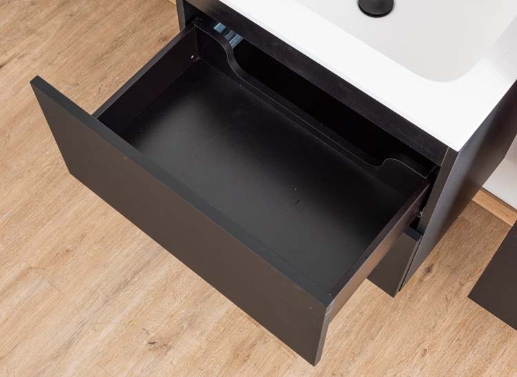 Meuble salle de bain Puro noir mat 600mm lavabo mat