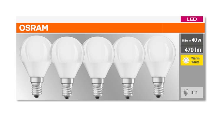 Lampe LED base clp40 E14 5.5W blanc chaud mat 5pc