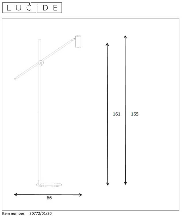 Lucide PHILINE - Lampadaire / lampe de lecture - GU10 - Noir