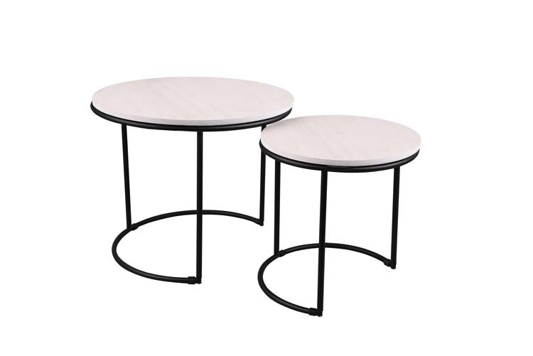 Table d'appoint métal MDF noire et blanche 39 cm