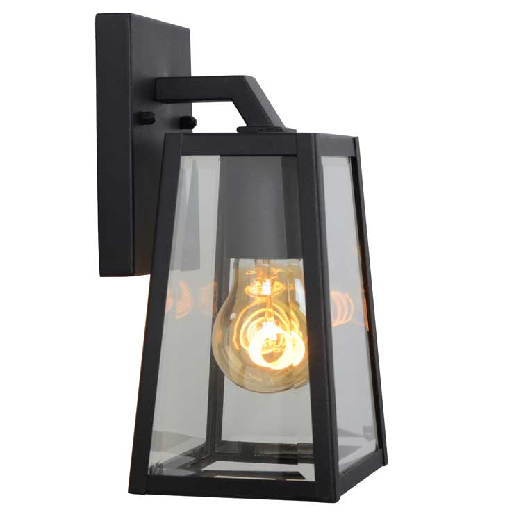 Lucide MATSLOT - Wandlamp Buiten - H25cm - E27 - IP23 - Zwart