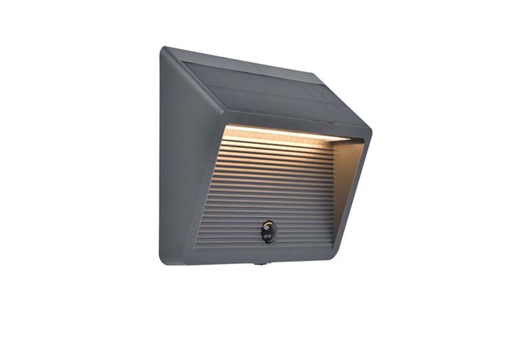 Buitenverlichting wandlamp grijs solar 900 lumen 11.5W