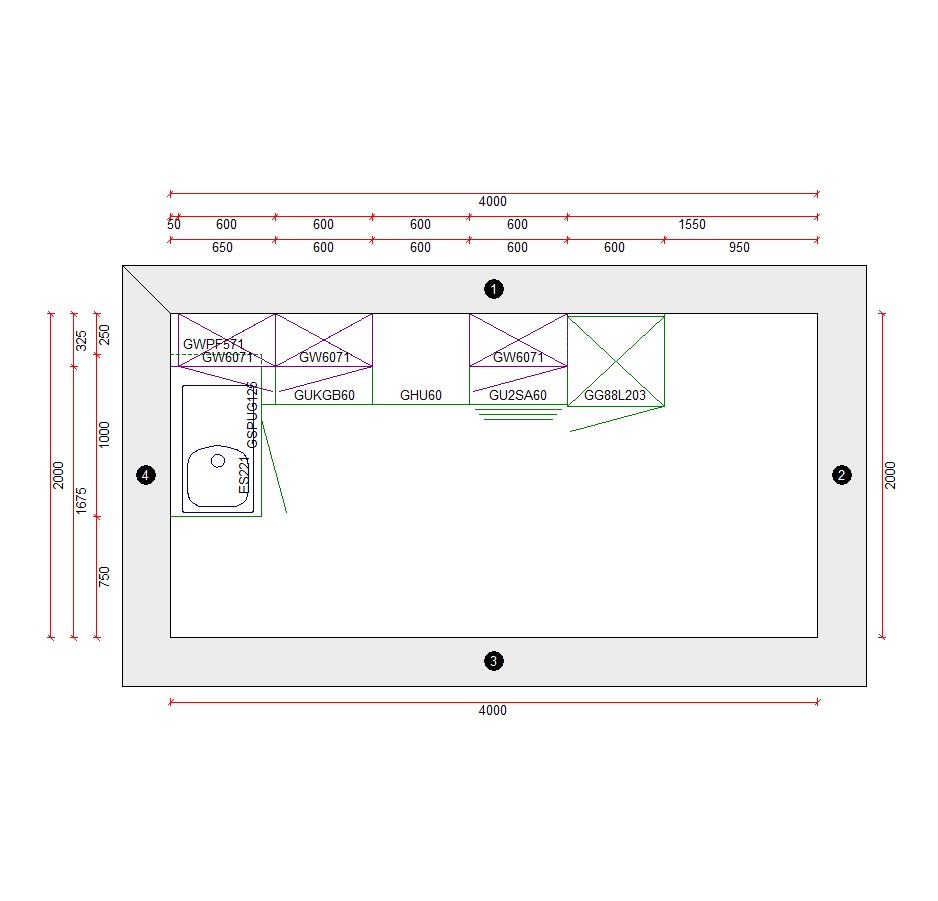 Cuisine bloc 15B premium - 350cmx130cm - sans appareils