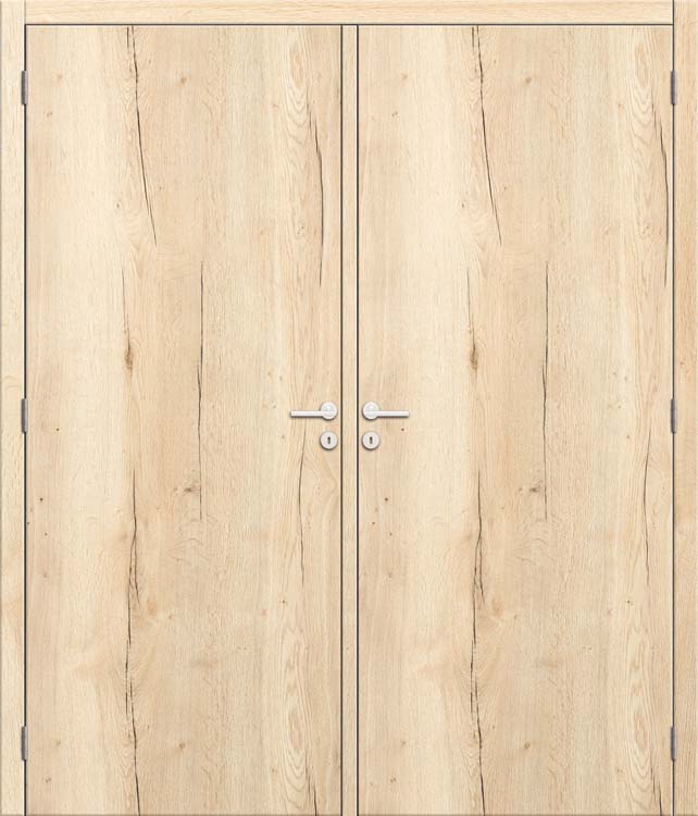 Doubles portes âme tubulaire 2x 63cm Authentic Oak verticale 201.5cm