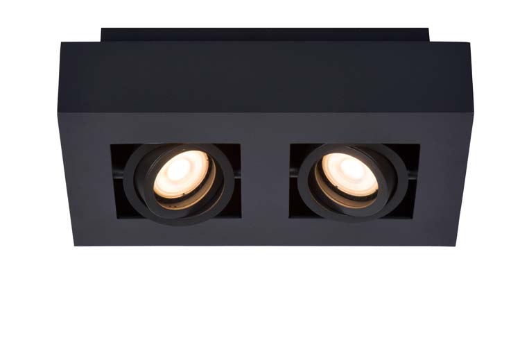 XIRAX - Plafondspot - LED Dim to warm - GU10 - 2x5W 2200K/3000K - Zwart