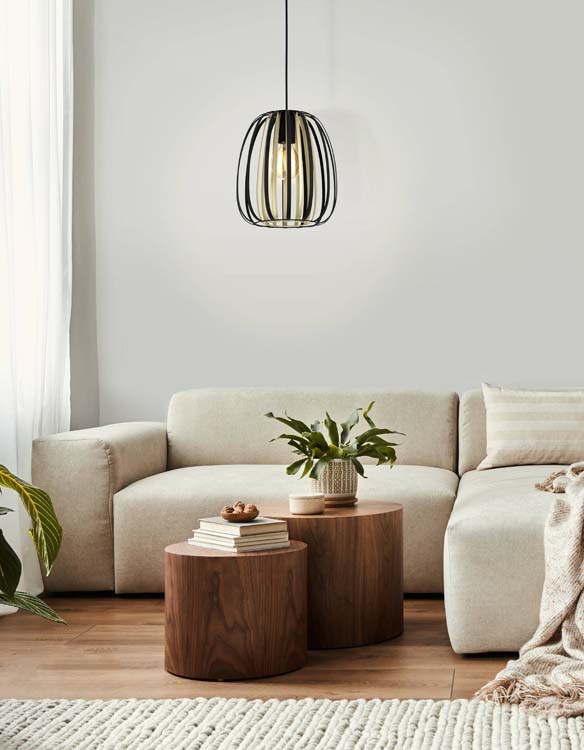 Hanglamp zwart/goud diam 25.5cm E27 40W