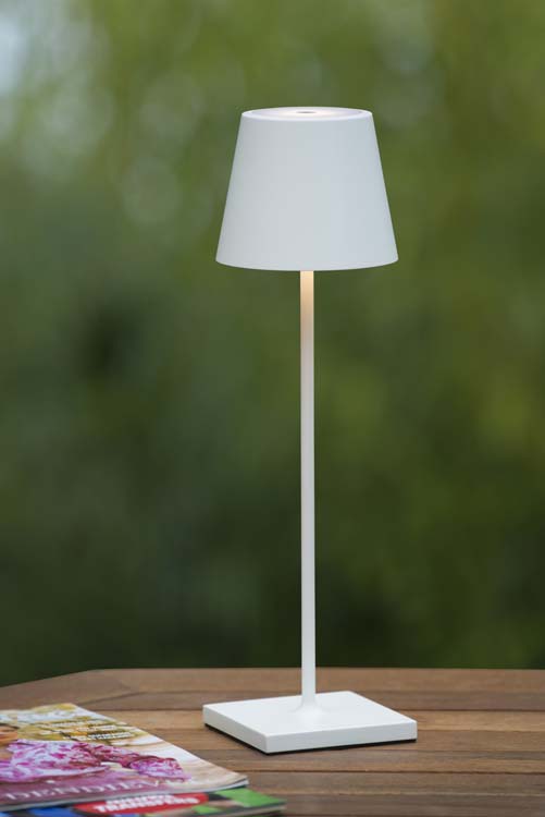 JUSTIN - Lampe de table Extérieur - Ø 11 cm - LED Dim. - 1x2,2W 3000K - IP54 - 3 StepDim - Blanc