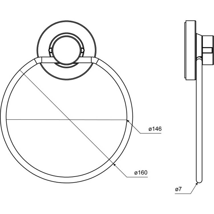 Handdoekring 3-in-1 chroom