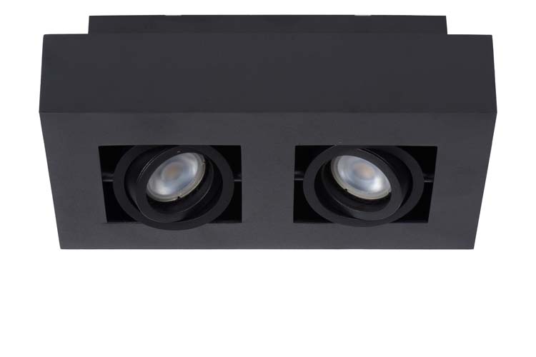 Lucide XIRAX - Spot plafond - LED Dim to warm - GU10 - 2x5W 2200K/3000K - Noir