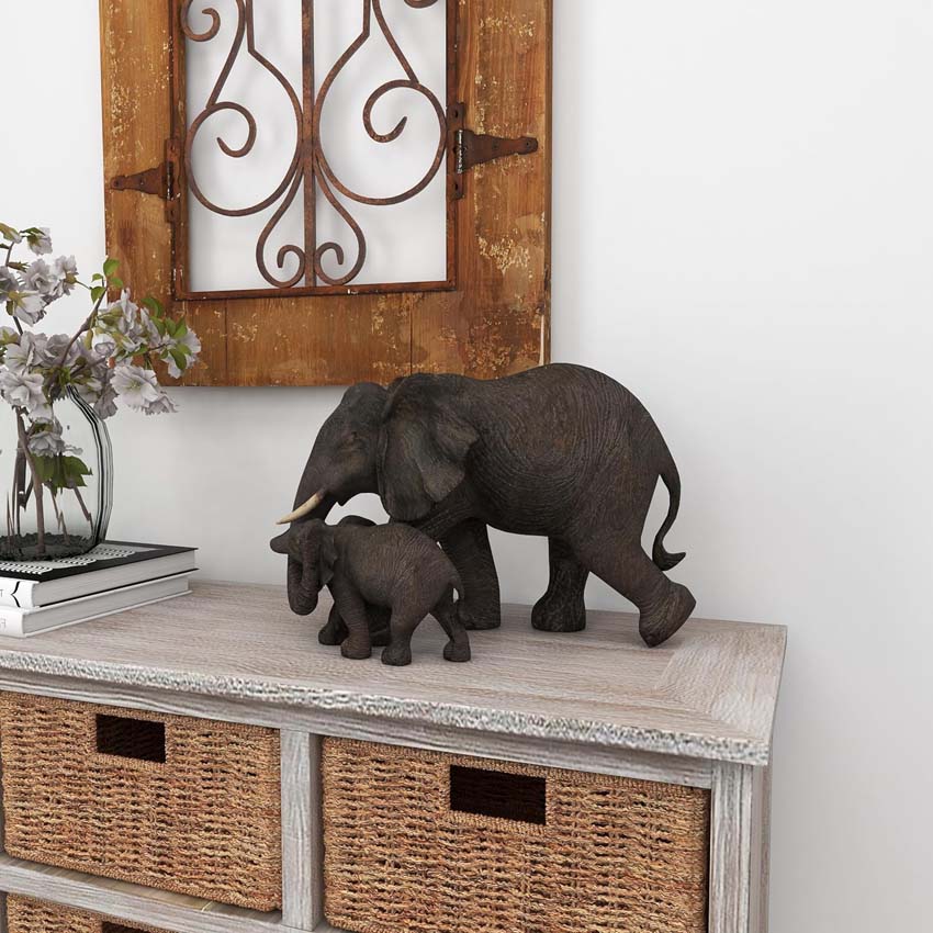 Beeld olifant met baby 28cm