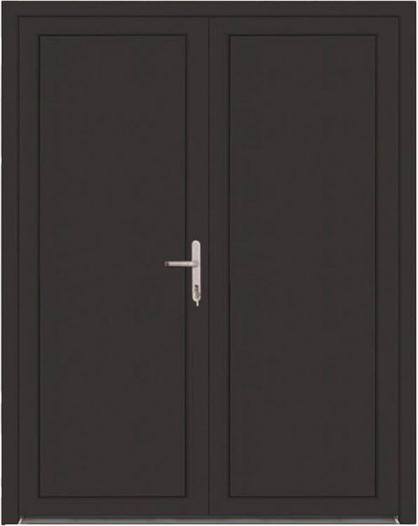 Porte extérieure pvc anthra/blanche double panneau plein D SUR MESURE