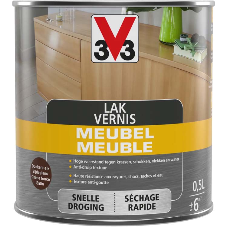 V33 meubellak donkere eik zijdeglans 0,5L