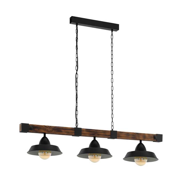 Eglo OLDBURY - Hanglamp - E27 - 3X60W - Zwart