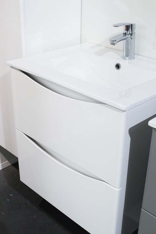 Meuble de salle de bains Thasos 80cm blanc laqué avec miroir