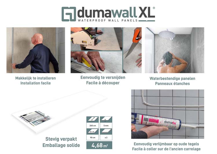 Dumawall XL wandpaneel PVC 90x260cm Dark cement