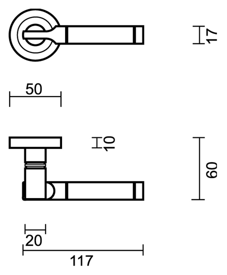 Deurklink nikkel Catania 12cm