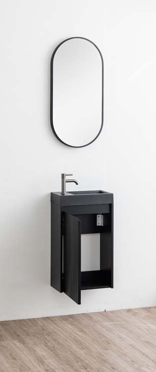 Meuble de toilette Windsor2  noir lavabo noir mat 400mm