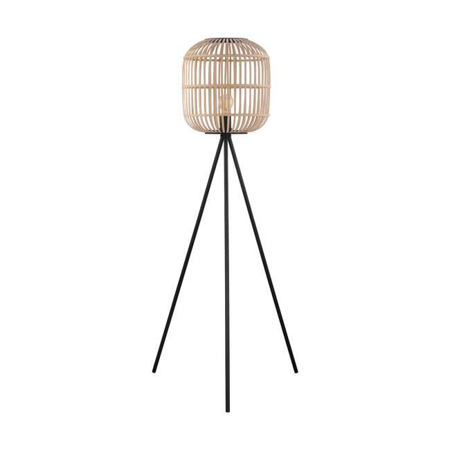 Lampadaire - H139CM - E27 - 28W - Noir / bois