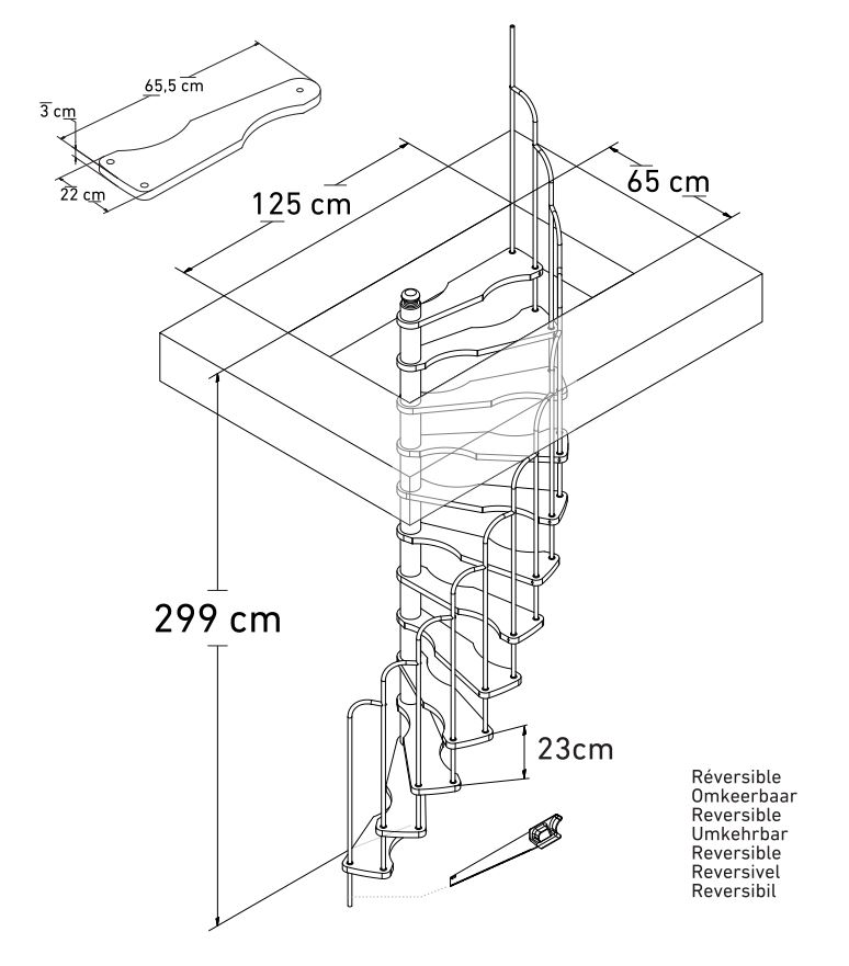 Escalier gain de place sapin Haltern 120cm