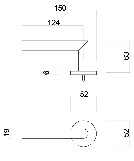 Deurklink rond inox plus Belluno B 19mm-13cm