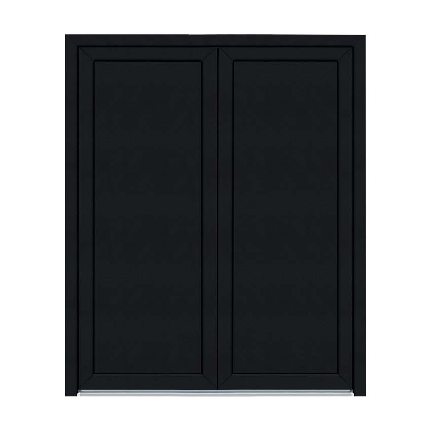 Porte extérieure pvc noire/blanche double panneau plein D SUR MESURE