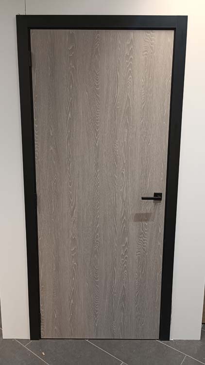 Bloc-porte fini tubulaire uran grey oak 73x201.5cm+ebras.noir 16.5cm