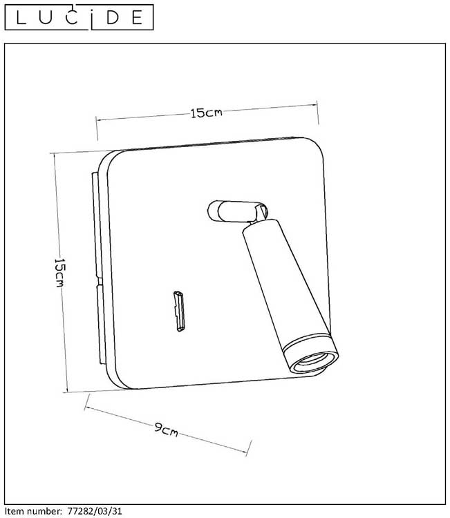 Lucide OREGON - Bedlamp - LED - 1x3W 3000K - Met USB oplaadpunt - Wit