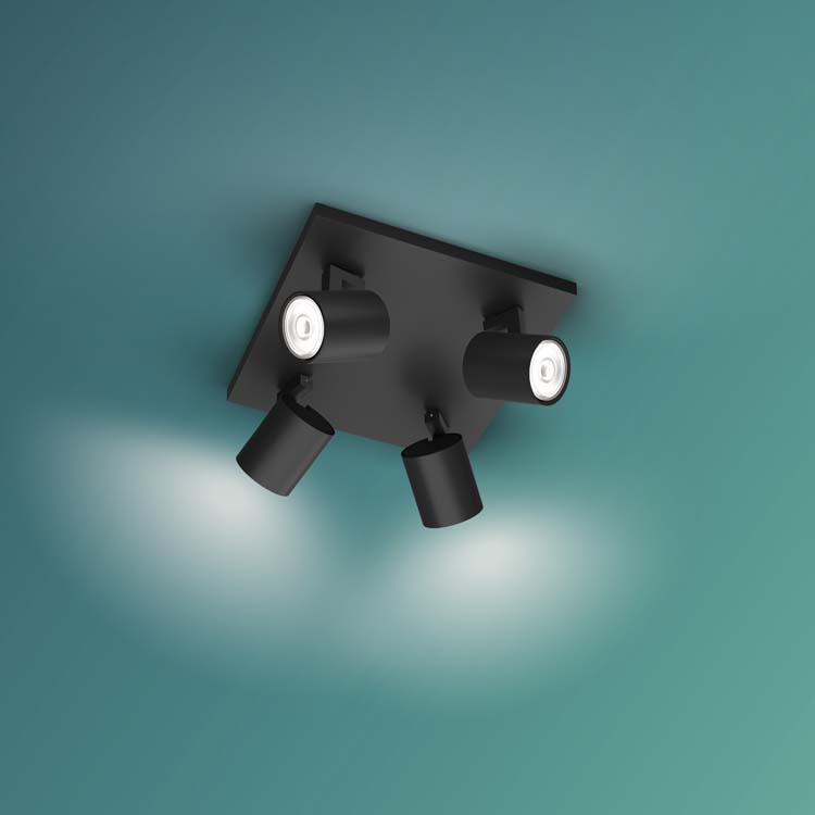 Spot en applique LED Noir 4x20W