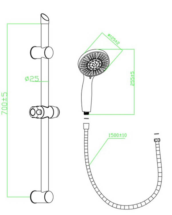 Set de douche Akos chrome 5 types de jet