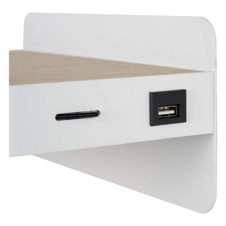 Lucide ATKIN - Lampe de chevet - LED - 1x5W 2700K - Point rechargement USB - Blanc