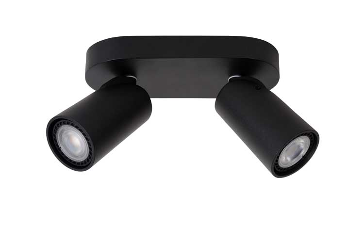 Lucide XYRUS - Plafondspot - LED Dim to warm - GU10 - 2x5W 3000K/2200K - Zwart