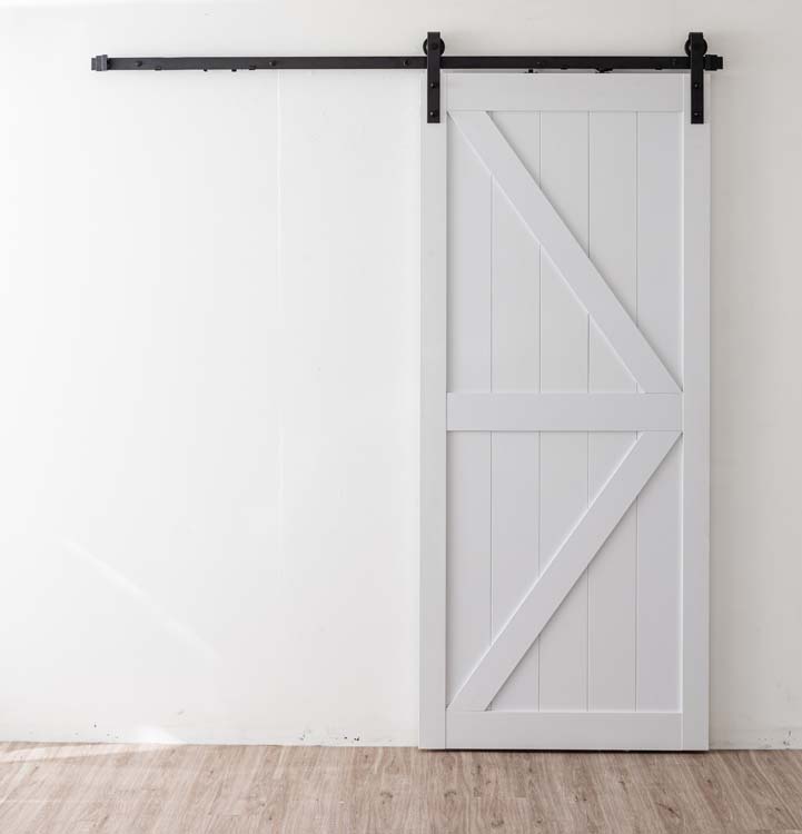 Porte coulissante Barn Tito blanc + rail noir robust 914 x 2134mm