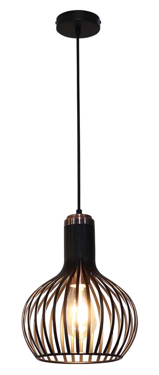 Suspension acier noir/cuivre 60W E27