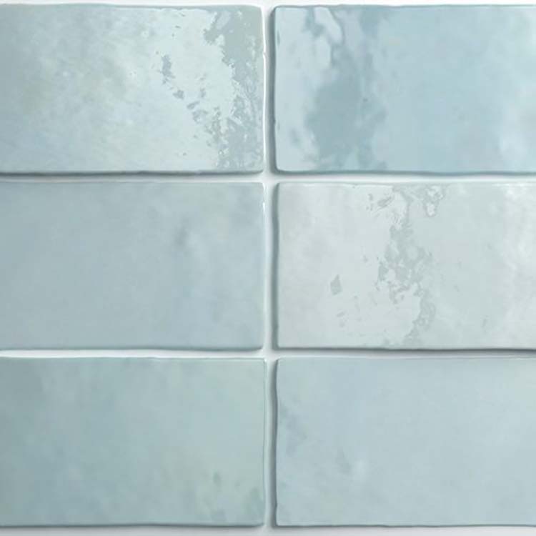 Carrelage mural Alisa bleu aqua brillant 6.5x20cm