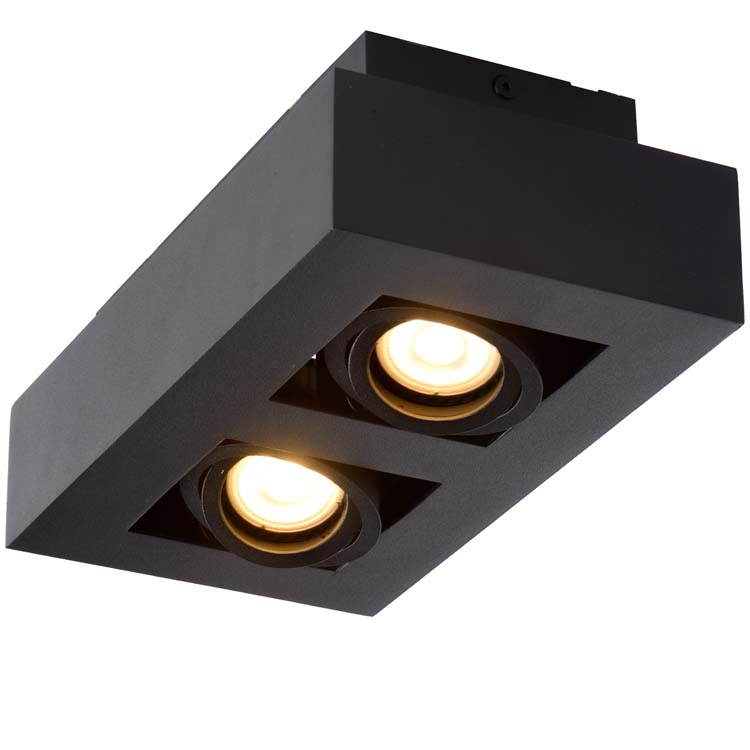 Lucide XIRAX - Spot plafond - LED Dim to warm - GU10 - 2x5W 2200K/3000K - Noir