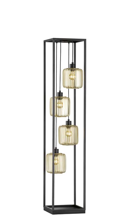 Vloerlamp Zwart/Goud 4X E27 40W B30CM