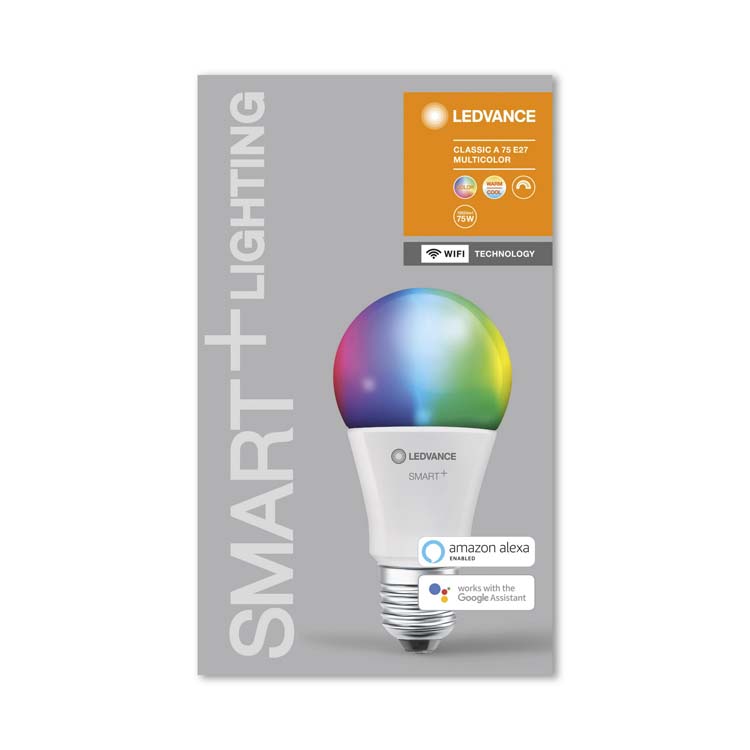 Lampe LED smart + WiFi a75 Multicolour RGBW E27 9.5W blanc chaud